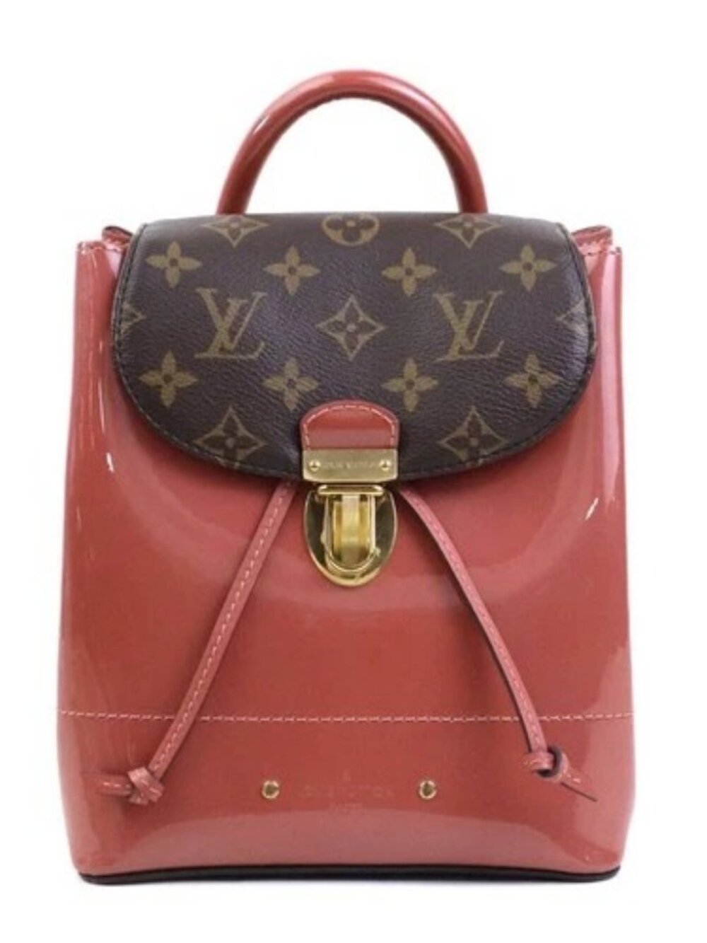 Auth LOUIS VUITTON Hot Springs Backpack Pink/Brown Patent Leather M53545 90122f